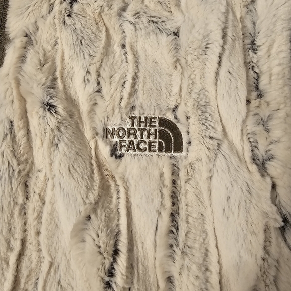THE NORTH FACE Furlander Woman's Green/Grey Faux Fur Hooded Vest Size XL - Picture 4 of 5